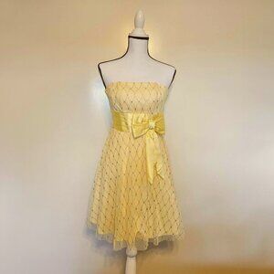NWOT Josh and Jazz Yellow Sparkly Strapless Cocktail Dress